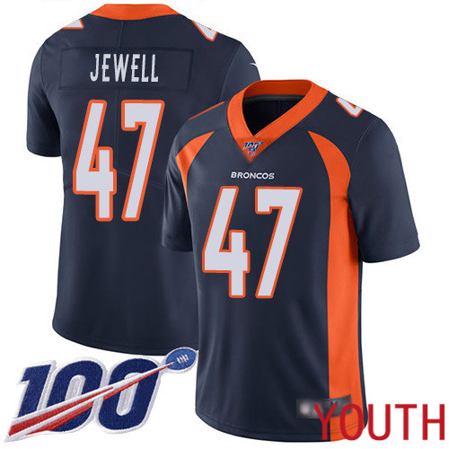 Youth Denver Broncos #47 Josey Jewell Navy Blue Alternate Vapor Untouchable Limited Player 100th Season Football NFL Jersey->youth nfl jersey->Youth Jersey